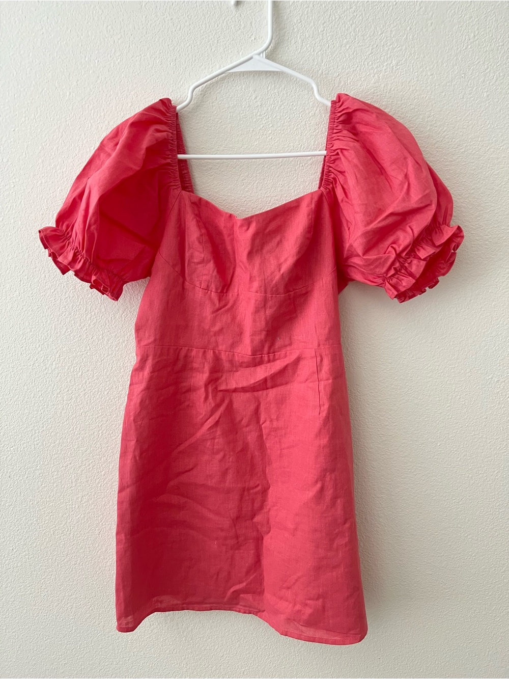 Puff sleeves cotton dress forever 21 coral